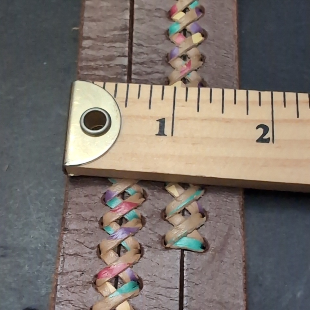 Lucky Brand Women's Brown Leather Belt with Multi-colored Stitching . - Picture 9 of 9